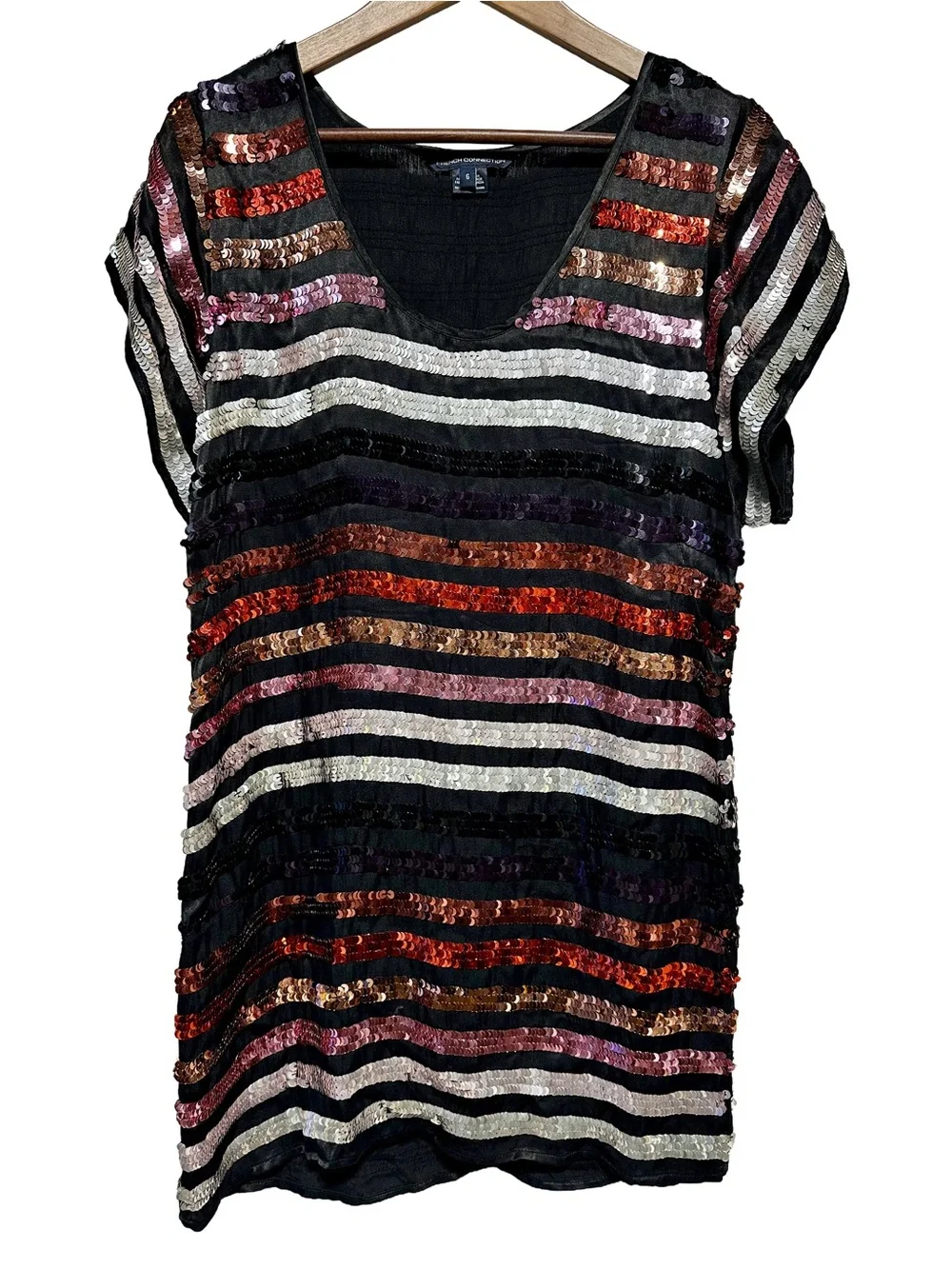 french connection sequin stripe dress French Connection serpent stripe sequin tunic dress 6 gold and navy 308 of  700